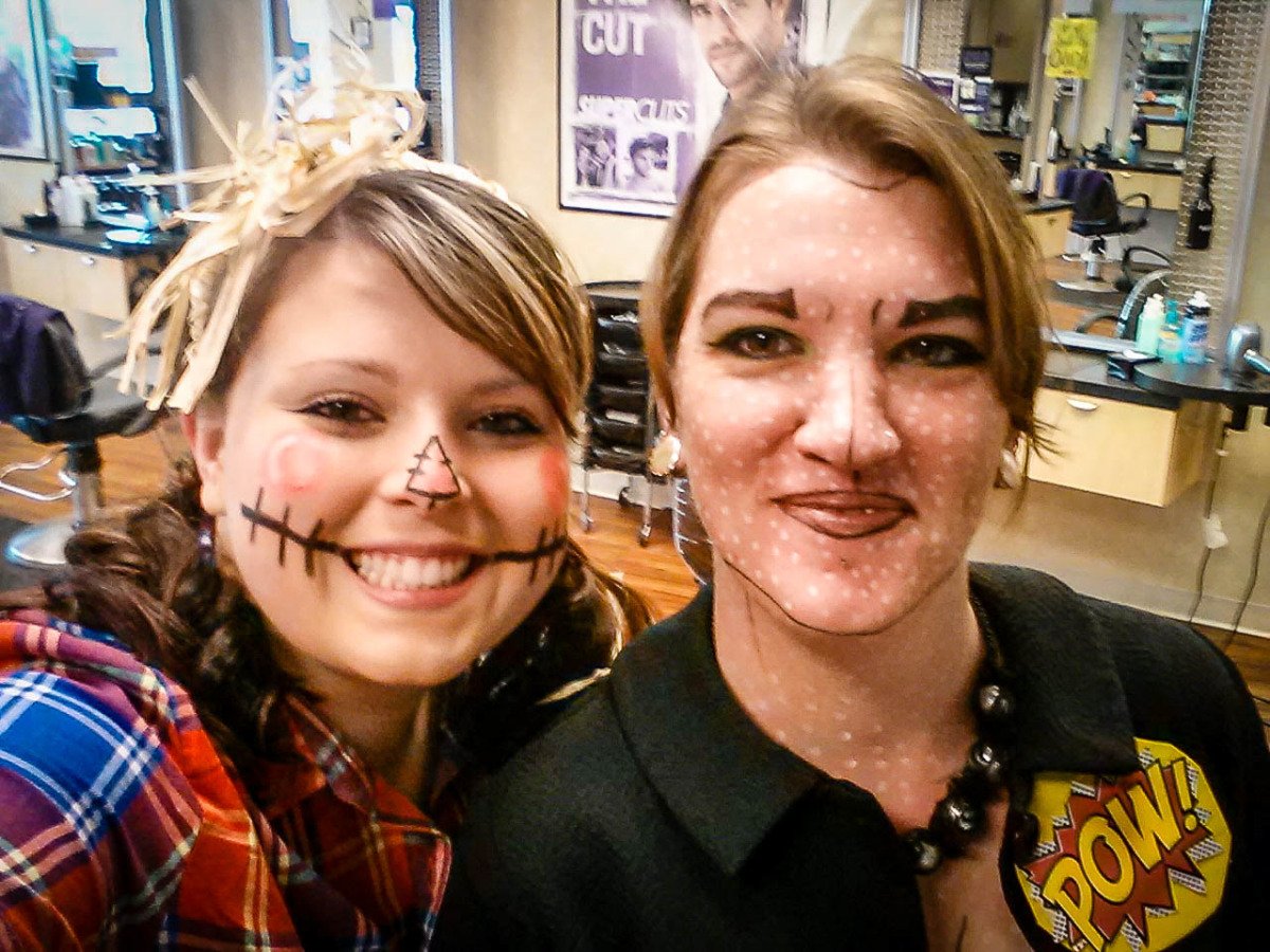 MjjM Salons' Supercuts stylists dressed up in Halloween costumes and makeup
