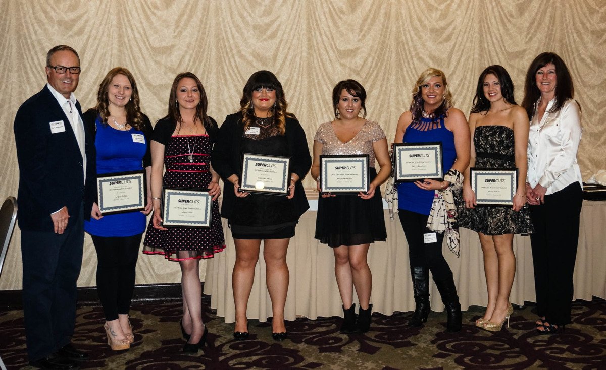 MjjM Salons hair stylists celebrating at the Maine Holiday Party in Auburn