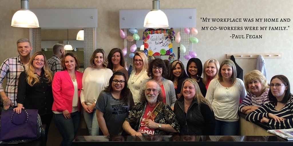 Paul Fegan, celebrating his retirement after 21 years with MjjM Salons