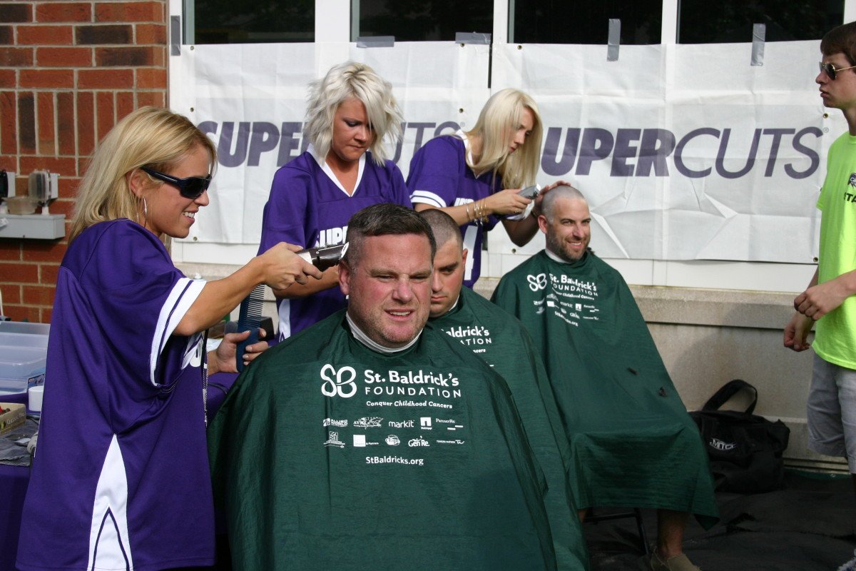 MjjM Salons' Supercuts stylists shaving heads at the Boston Cannons St. Baldrick's fundraiser